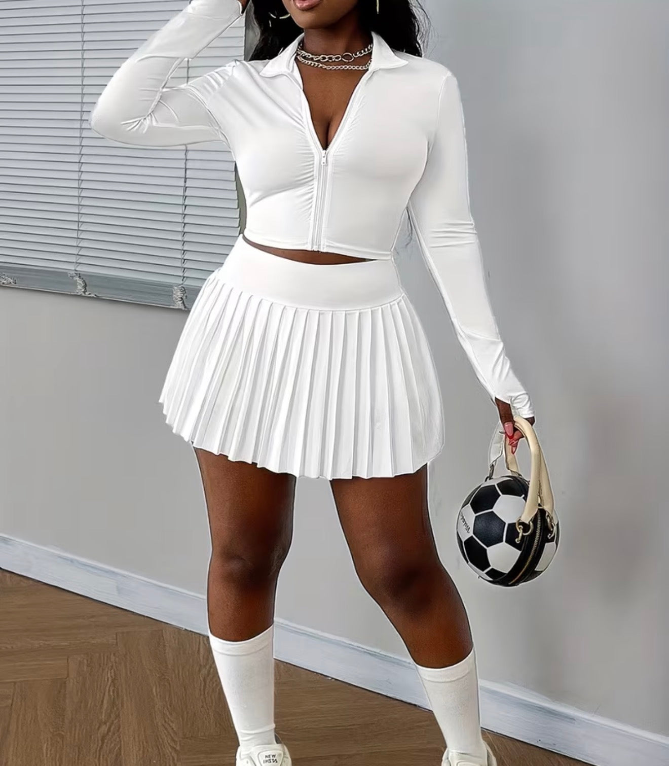 Set falda short deportivo blanco