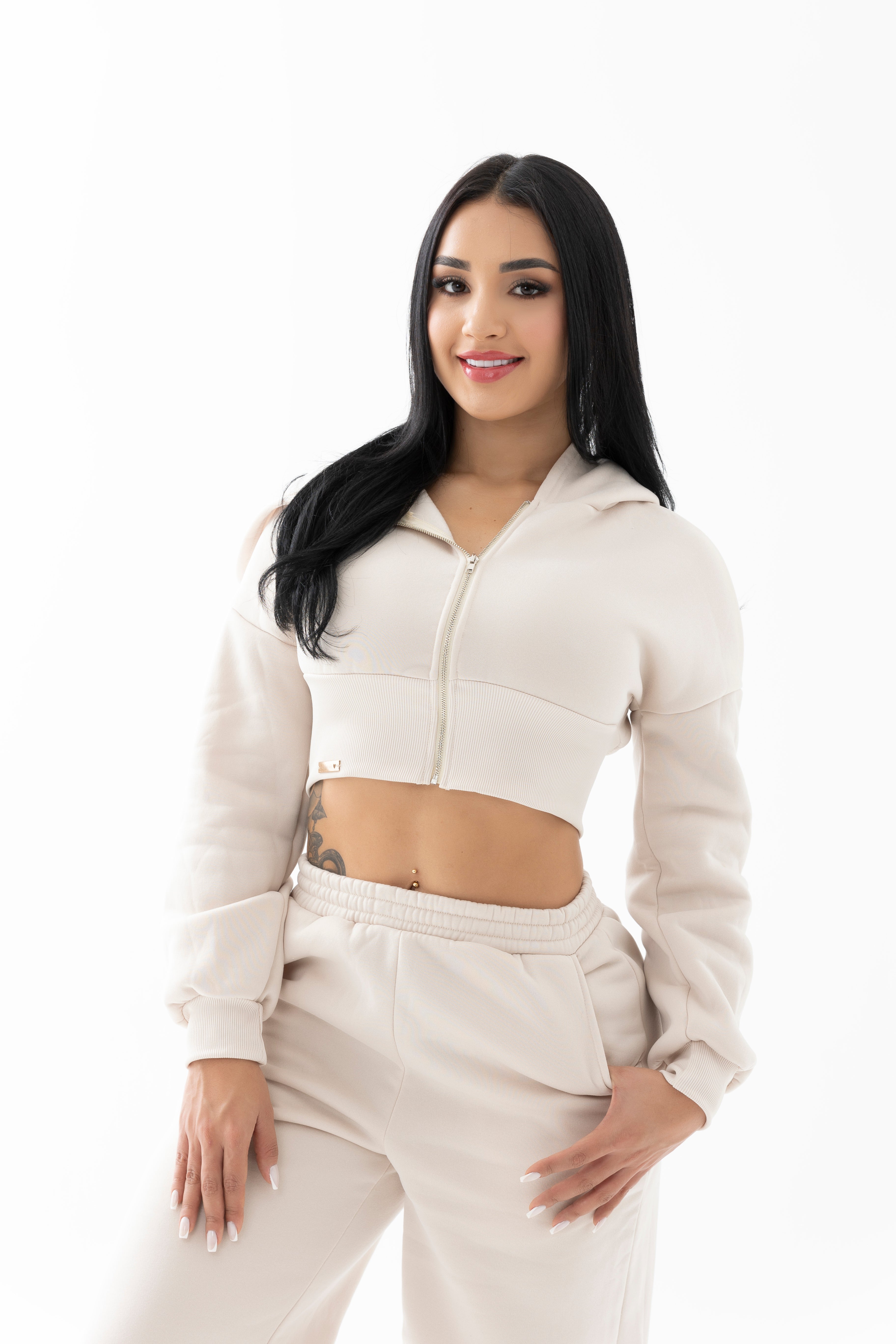 Conjunto casual nude sudadera y chaqueta