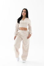 Conjunto casual nude sudadera y chaqueta