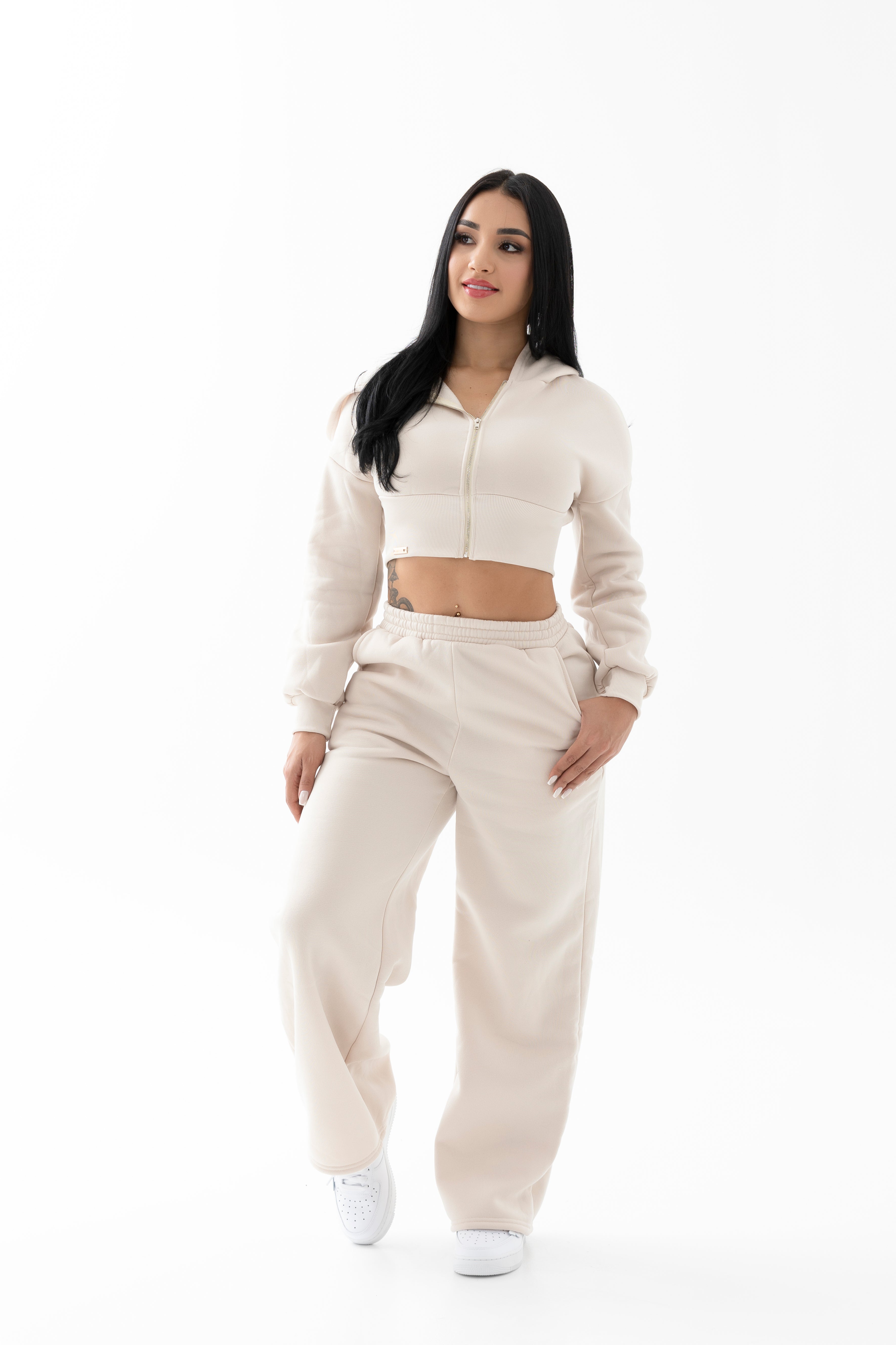 Conjunto casual nude sudadera y chaqueta